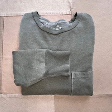 Long Sleeve Recycled Cotton Pocket Tee, Olive