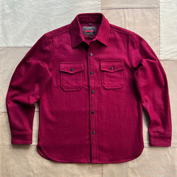 CPO Wool Button Down Shirt, Crimson