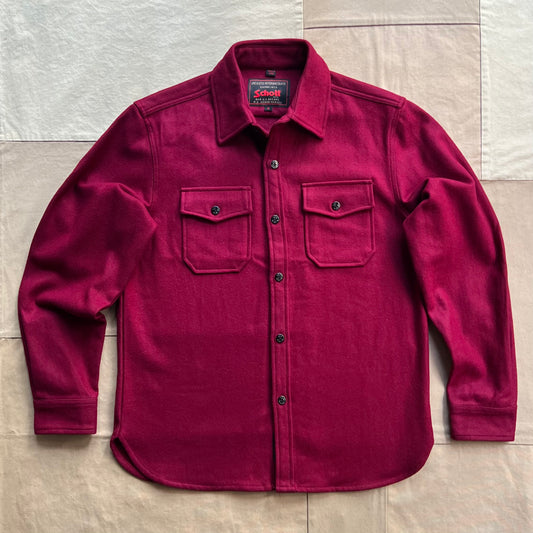 CPO Wool Button Down Shirt, Crimson