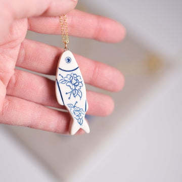 Procelain Sardine Fish Necklace