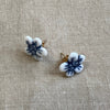 Flower Bloom Earrings, Blue and White