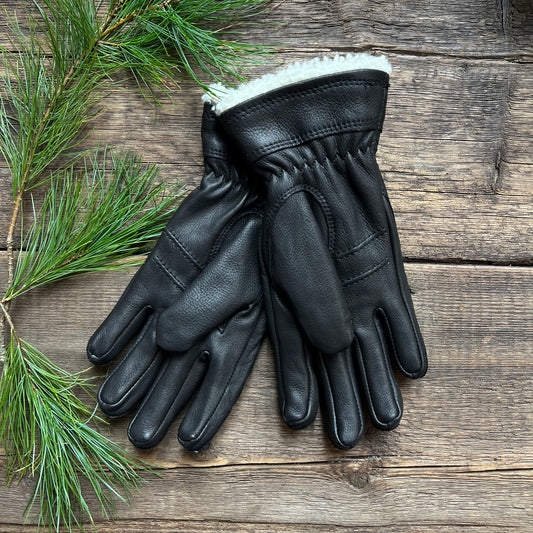 Women's Deerskin Primaloft Rib Glove, Black