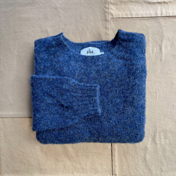 Brushed Wool Crew Sweater, Denim