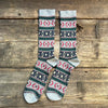 Wool Jacquard Crew Socks, Gray