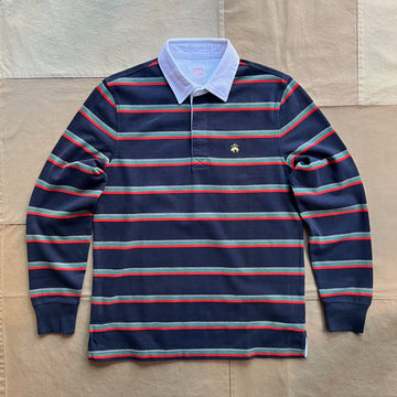 Cotton Striped Rugby Shirt, Navy Multi
