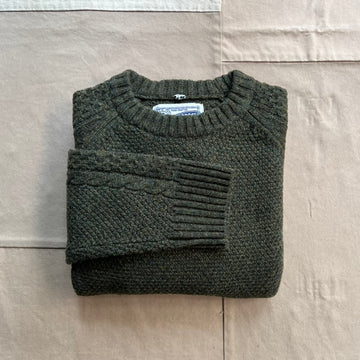 Waffle Knit Crew Sweater, Olive