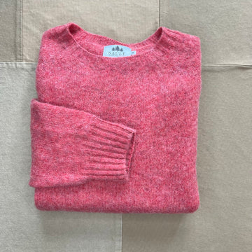 Brushed Wool Crew Sweater, Rosebud