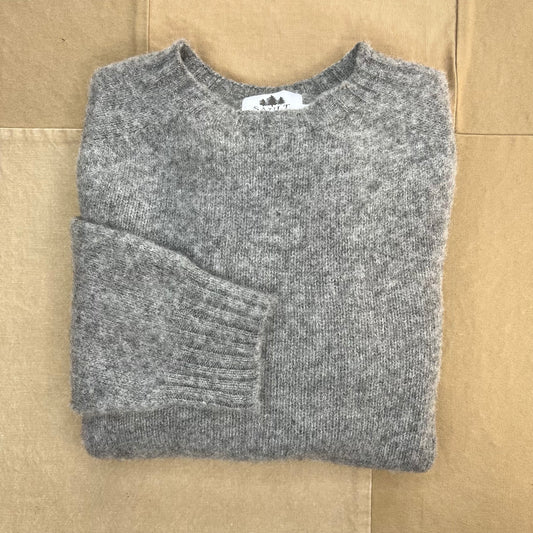 Brushed Wool Crew Sweater, Medium Grey