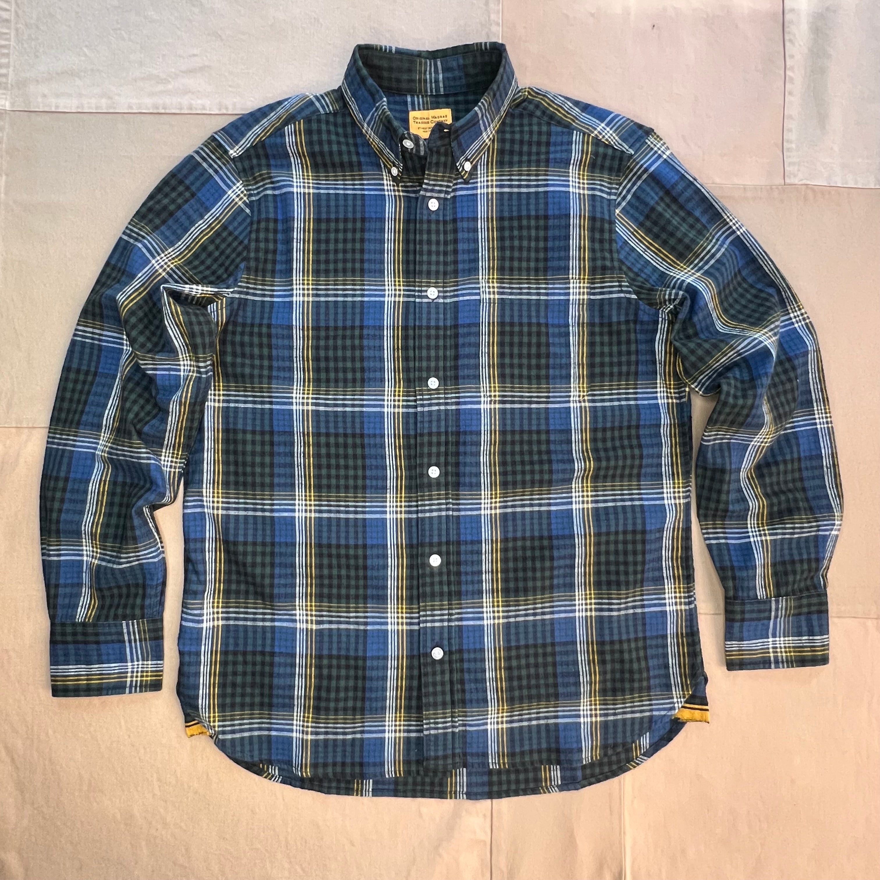 Long-Sleeve Winter Madras Shirt, Blue