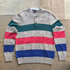 Cotton Rugby Stripe Marled Henley Sweater, Beige