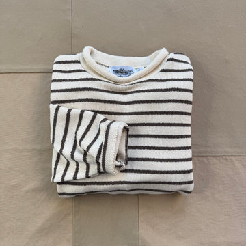 Nantucket Striped Roll Neck Sweater, Natural/Earth