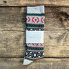 Wool Jacquard Crew Socks, Gray