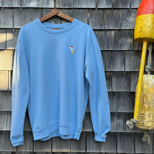 Embroidered Seagull Pullover, Blue Steel