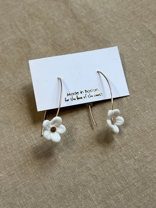 Floating Flower Porcelain Bloom Earrings