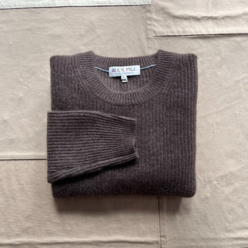 Jordan Sweater in Washed Cashmere, Heather Espresso