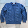 Fisherman Cable Crewneck in Donegal Wool, Heather Navy
