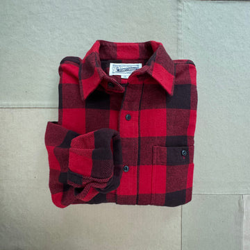 Plaid Cotton Flannel Shirt, Red