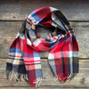 Classic Tartan Brushed Cashmere Scarf, Red/Blue/Beige