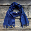 Classic Plain Brushed Wool Scarf, Navy Blue