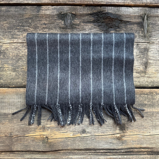 Chalkstripe Cashmere Scarf, Steel/White