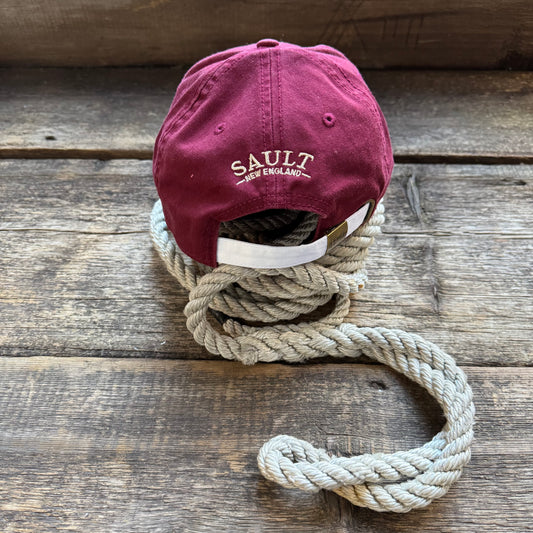 East Coast Needlepoint Cap, Maroon & Khaki