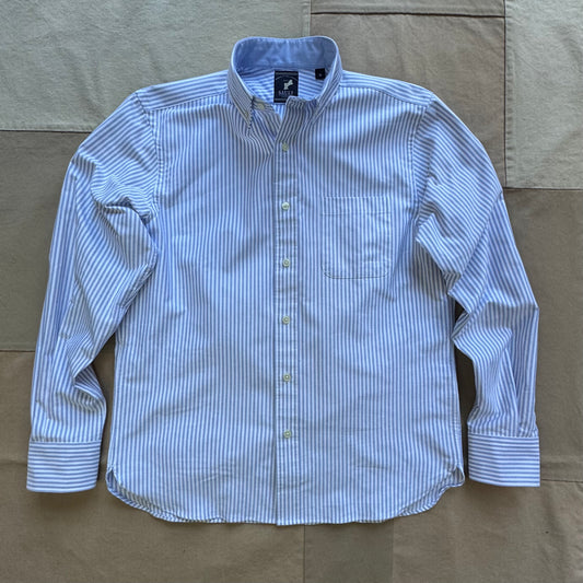 Modern Long Sleeve Oxford Shirt, Blue Stripe