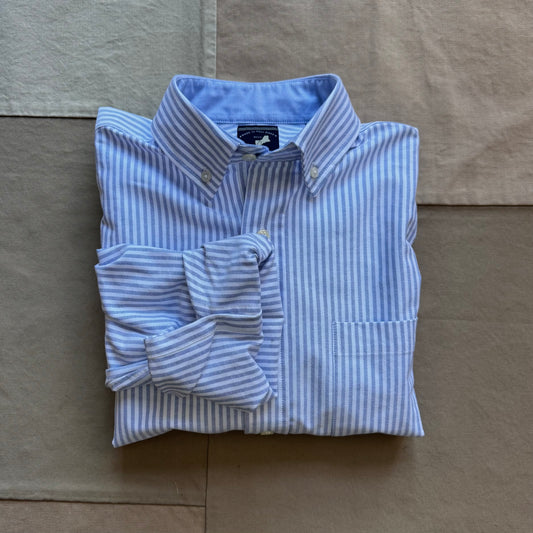 Modern Long Sleeve Oxford Shirt, Blue Stripe