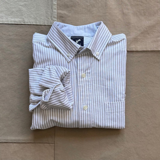Modern Long Sleeve Oxford Shirt, Natural Stripe