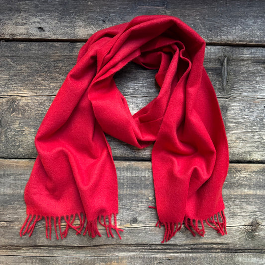 Classic Plain Brushed Wool Scarf, Red