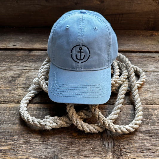 Anchor Needlepoint Cap, Light Blue