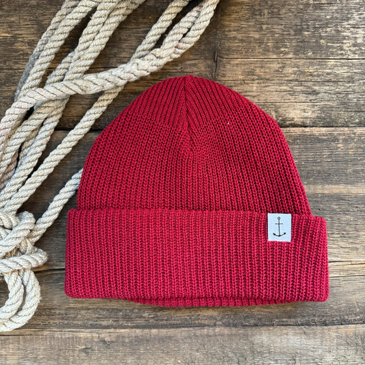 Anchor Upcycled Cotton Beanie, Red