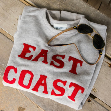 East Coast Terry Crewneck, Grey/Red