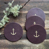 Leather Anchor Coasters, Dark Brown