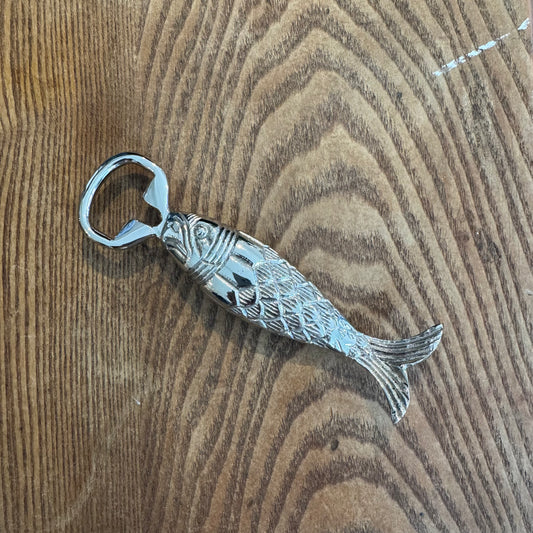 Nickel-Plated Brass Fish Bottle Opener