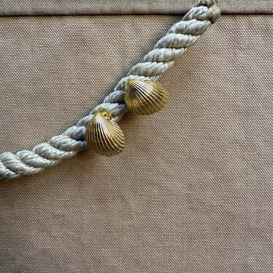 Pearl Cockle Shell Earrings, Brass