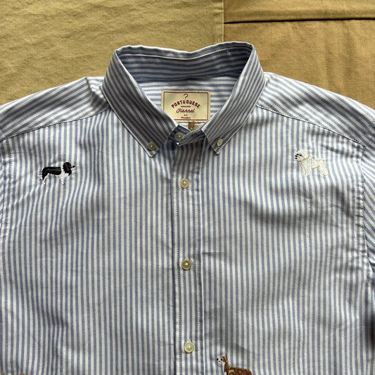 Oxford Embroidery Dogs, Blue Stripe