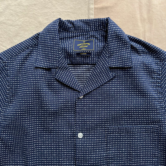 Dots Camp Collar Shirt, Navy
