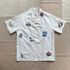 Embroidered Flowers Camp Collar Shirt, Cream