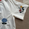 Embroidered Flowers Camp Collar Shirt, Cream