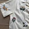 Embroidered Flowers Camp Collar Shirt, Cream