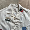 Embroidered Flowers Camp Collar Shirt, Cream