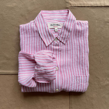 Jo Shirt in Havana Stripe, Pink/Ivory