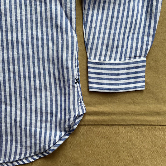Jo Shirt in Havana Stripe, Ocean/Ivory