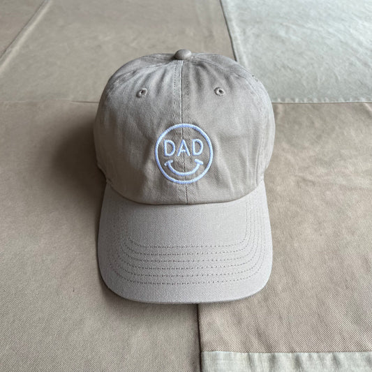 Dad Smiley Face Embroidered Hat, Khaki