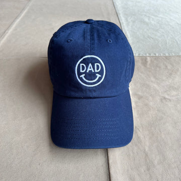 Dad Smiley Face Embroidered Hat, Navy