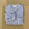 Jo Collarless Standard Shirt, Blue/White