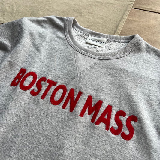 Boston Mass Terry Crewneck, Light Grey
