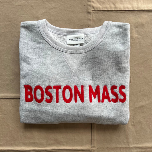 Boston Mass Terry Crewneck, Light Grey