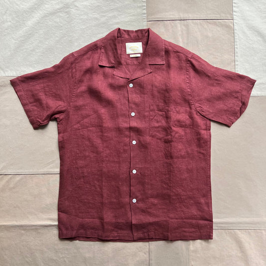 Linen Camp Collar, Bordeaux