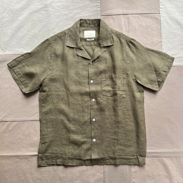 Linen Camp Collar, Olive